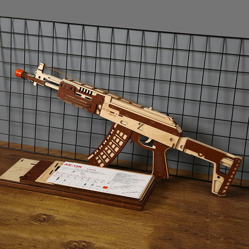 Ahşap oyuncak tüfek modeli AK12 yapboz - eğitici blok seti