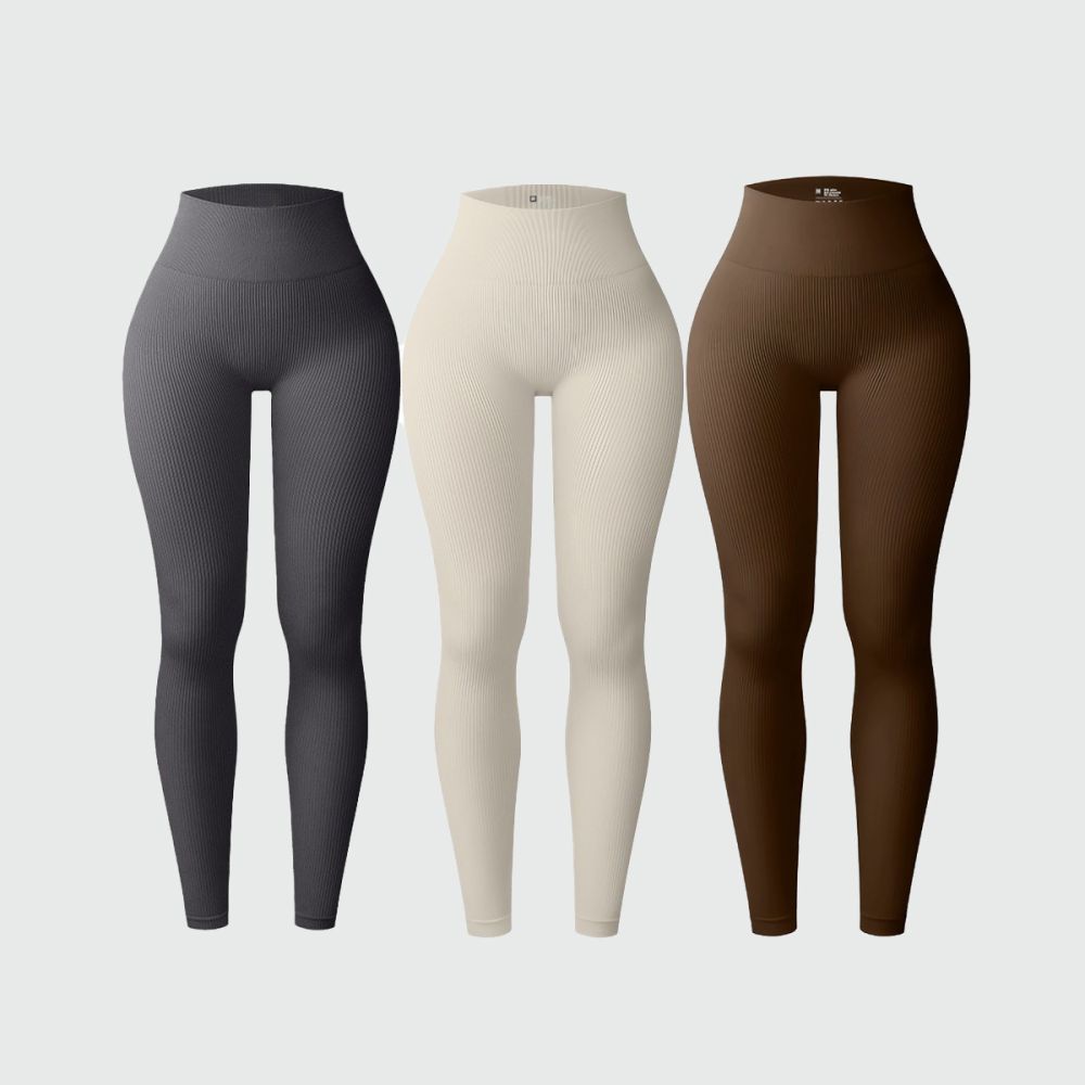 Threaded Seamless Yoga Leggings, Long, Women's, High Waist, Butt-Lifting