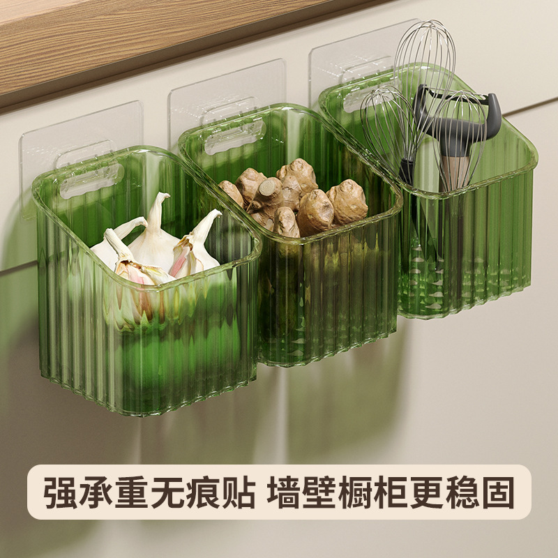 Onion, ginger and garlic storage basket kitchen garlic wall-mounted storage basket ginger garlic storage shelf wall-mounted storage box - 3