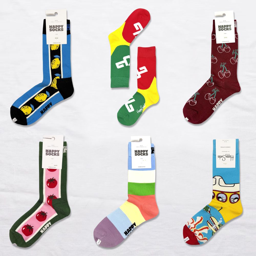 Happy Sock Damen-Socken mittellang, Cartoon-Motiv, College-Stil