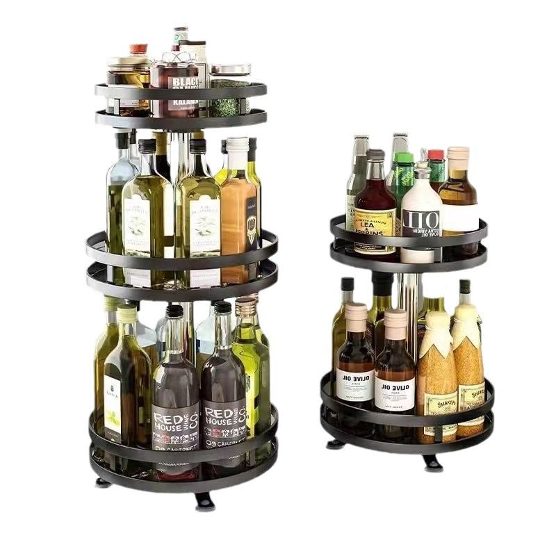 360-degree rotating kitchen storage shelf countertop multi-functional rack spice oil salt sauce vinegar seasoning storage shelf - 6