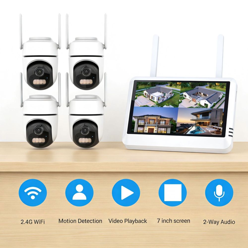 CCTV监控系统wifi带屏小5V球机监控摄像头套装摄像头带屏录像机