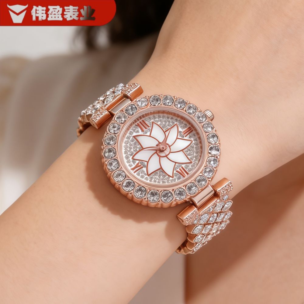 Weiying quartz women's watch, luxury design with diamonds - 1