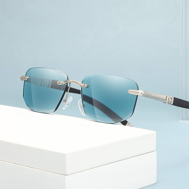 Crystal Frameless Cut-Edge Reading Glasses with Metal Frame for Women
