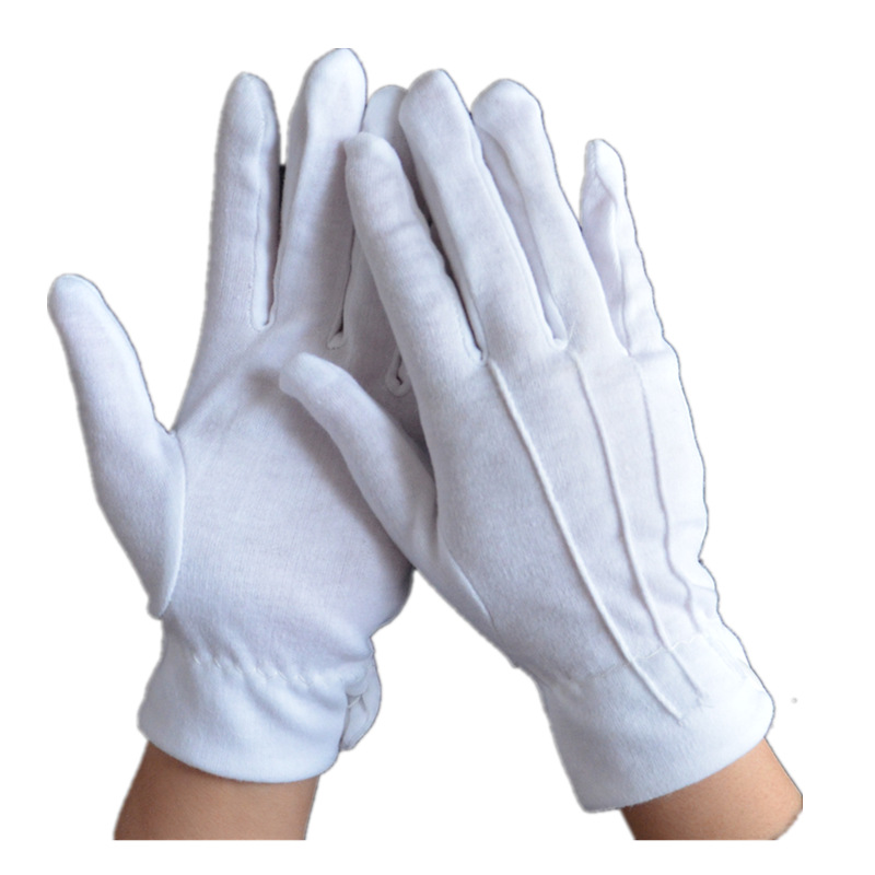Back Three-Stripe Buckle Gloves Ceremonial Gloves 100% Cotton Three-Stripe Gloves for Conductors, Drivers, Performers, Security and Protocol Gloves