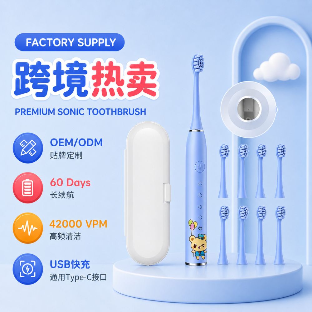 Children's Electric Toothbrush Cartoon Rechargeable 8 Heads