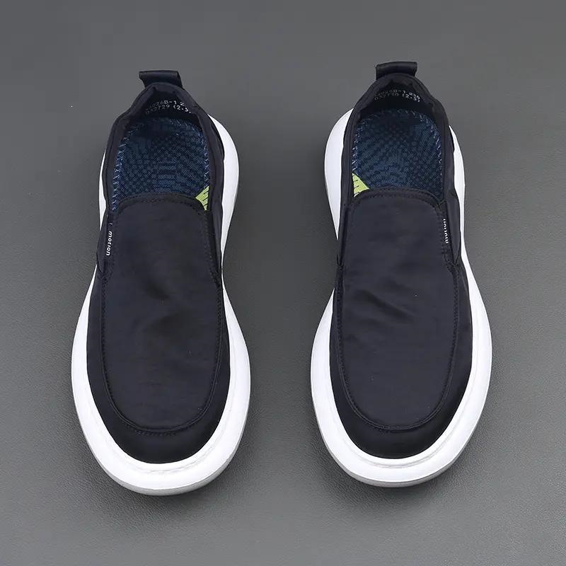 Men's Casual Sneakers, Thick Sole, Ultra-Lightweight, Slip-On, Black