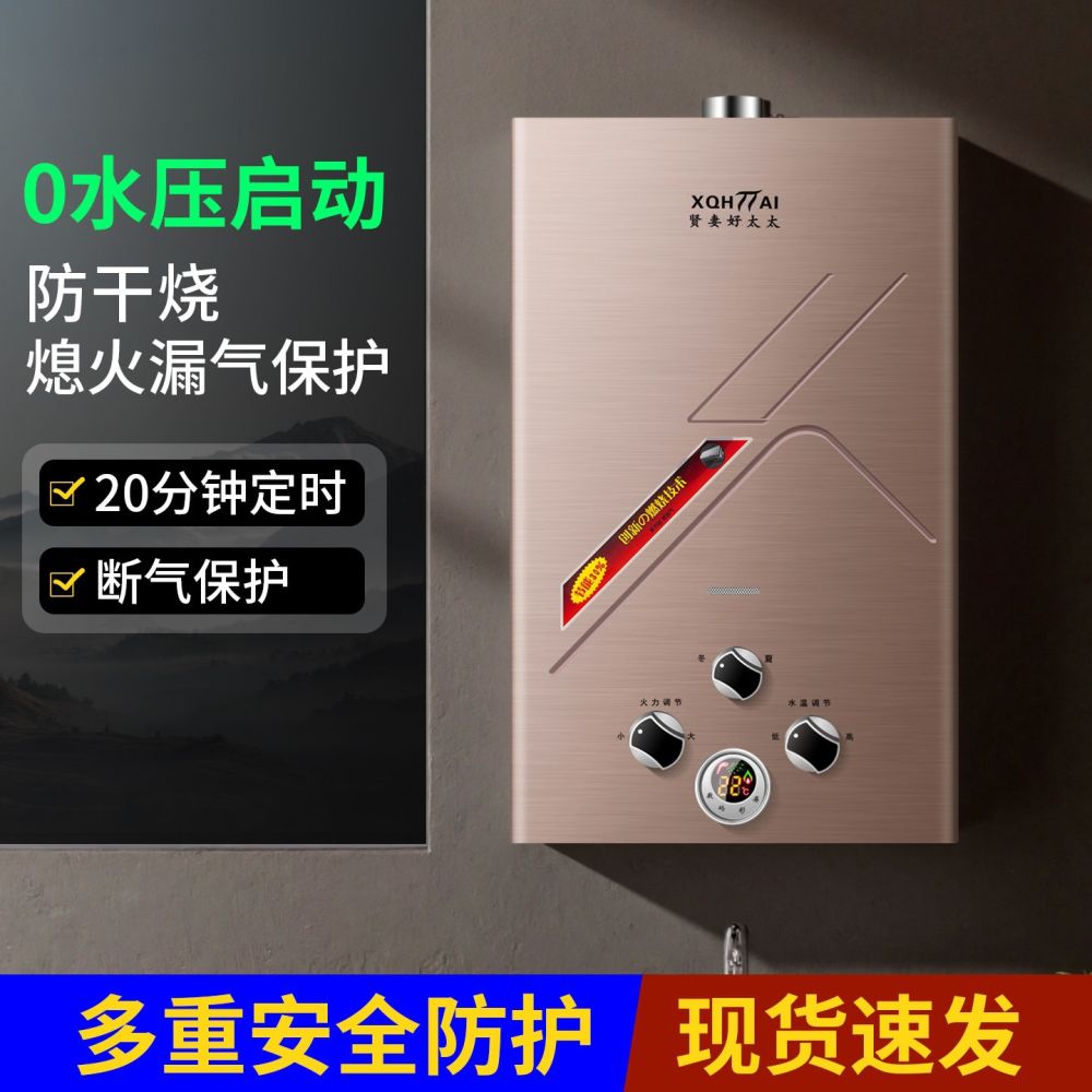 贤妻好太太燃气热水器家用煤气低水压强排电池平衡液化气热水器 - 1