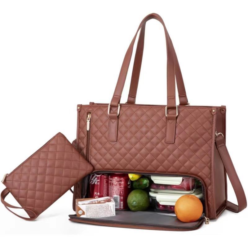 In Stock New 2-in-1 Handbag Lunch Bag Combo Set Large Tote Bag Insulated Lunch Box Women's Shoulder Computer Bag - 12