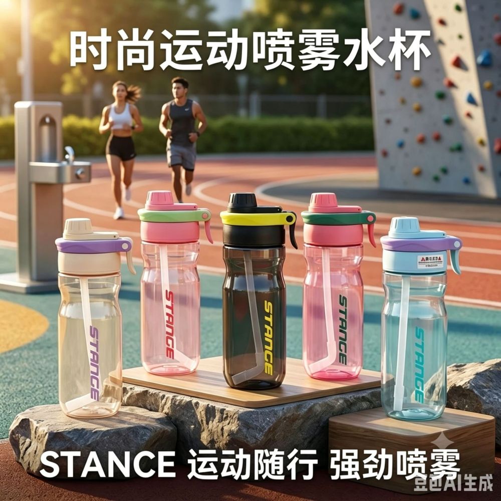 Summer High-Value Outdoor Large-Capacity Portable Sports Plastic Straw Cup Water Bottle Spray Bottle Unisex Student Customizable - 5