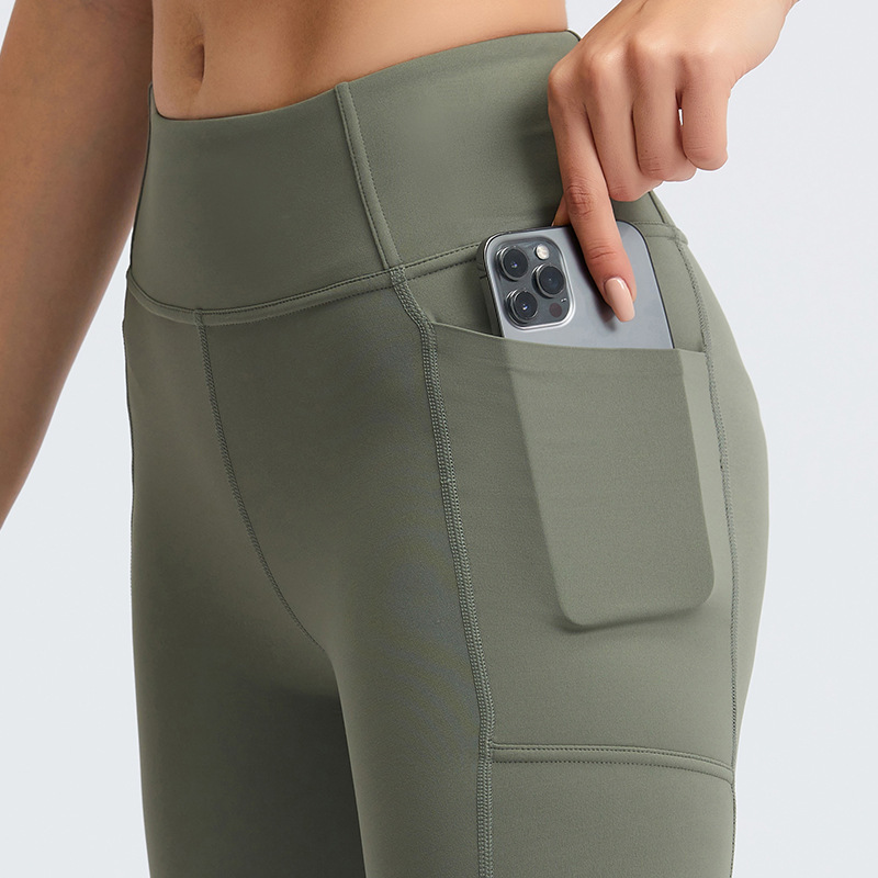 High Waist Yoga Shorts with Side Pocket, Butt-Lifting, DK068
