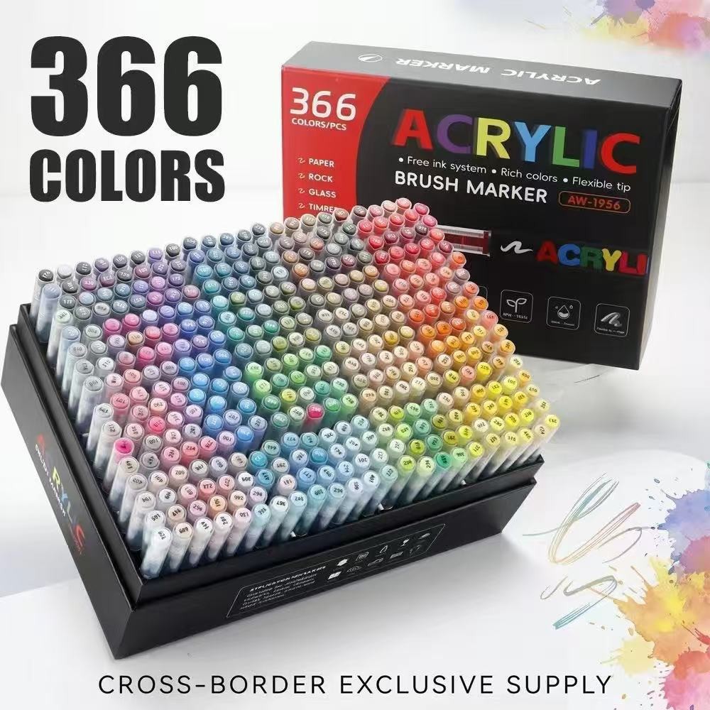 366-teiliges Acryl-Marker-Set mit weicher Spitze, stapelbar