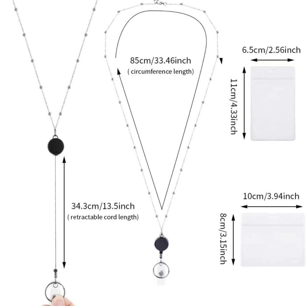 Manufacturer's Cross-Border Best-Selling Fashion Retractable Lanyard Retractable Ball Bead Necklace Sweater Chain Retractable Keychain