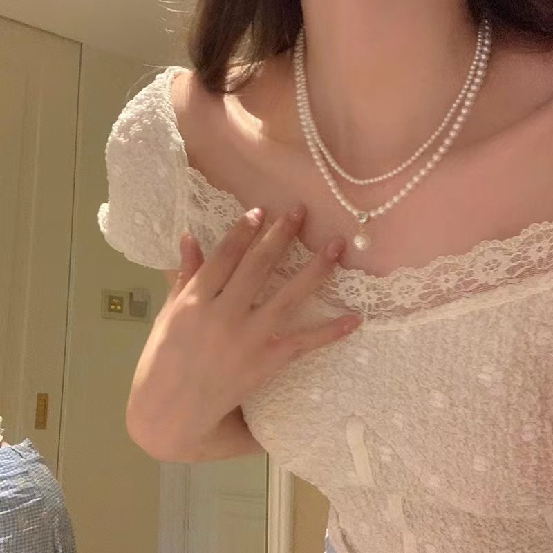 Inci Çift Katmanlı Kolye Çıkık Zinciri Choker Kadın - 1