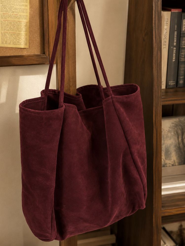 Großvolumige Schultasche aus Veloursleder in Herbst-Winter-Kollektion, Lazy-Style-Design, vielseitig kombinierbar, Handtasche mit großem Fassungsvermögen für Studentinnen und zum Einkaufen - 9