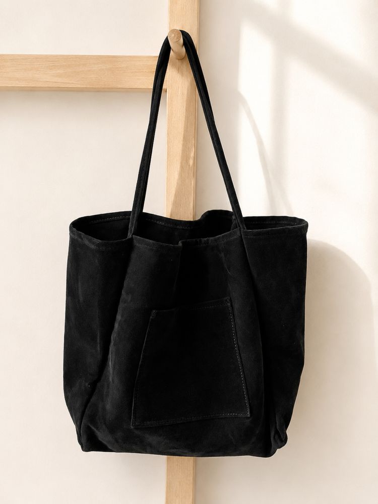 Großvolumige Schultasche aus Veloursleder in Herbst-Winter-Kollektion, Lazy-Style-Design, vielseitig kombinierbar, Handtasche mit großem Fassungsvermögen für Studentinnen und zum Einkaufen - 6