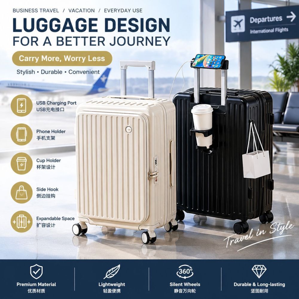 Trolley luggage 20-24 inch, side-opening, password lock