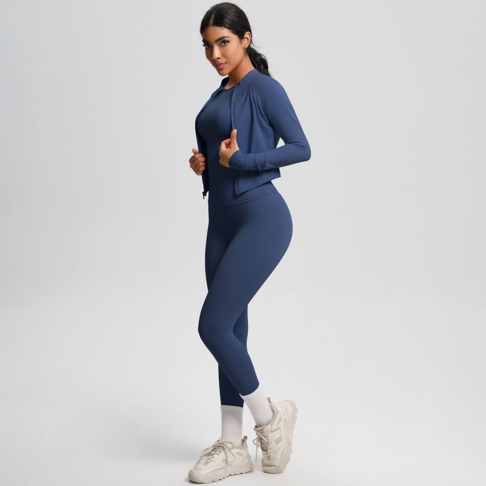 Yeni bulut algınlığı açık hava sporları sıkı yoga giyim seti, çıplak spor giyim, yüksek belli zayıflama yoga giyim üç parçalı set