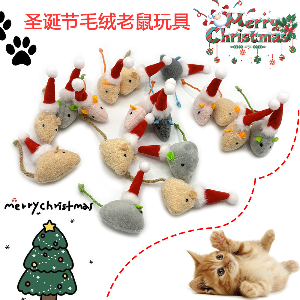 Peluş Simülasyon Fare Kedi Oyuncağı, Noel Modeli - 1
