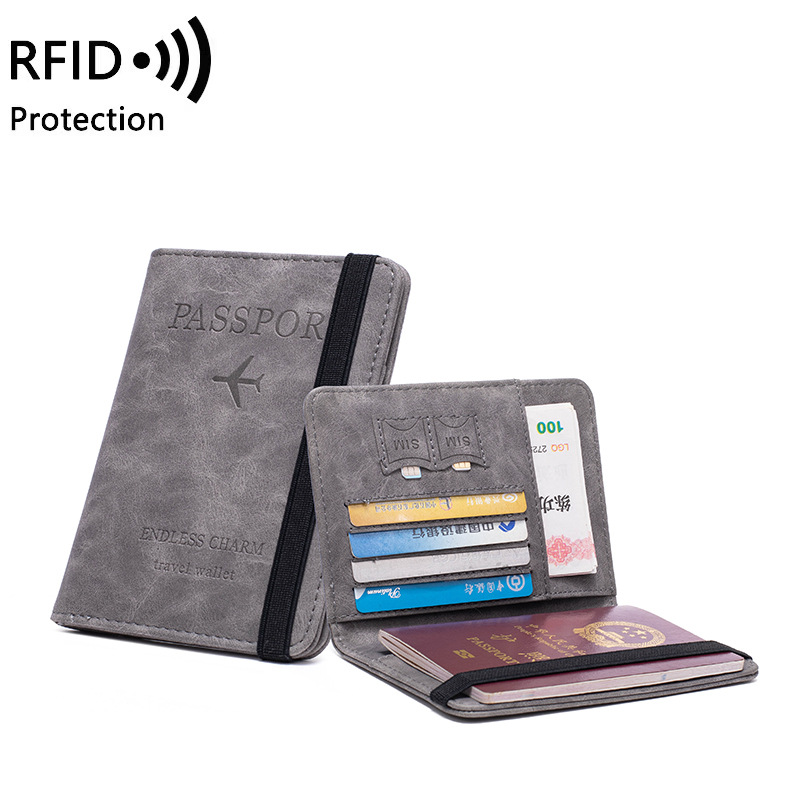 Yeni anti-manyetik RFID pasaport kitabı çok fonksiyonlu kart kimlik tutucu pasaport kapağı toptan sınır ötesi yarım katlanmış PU bilet tutucu