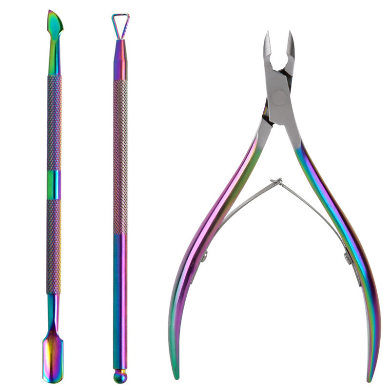 Manicure Set: Cuticle Nippers, Nail Scissors, Stainless Steel Cuticle Pusher