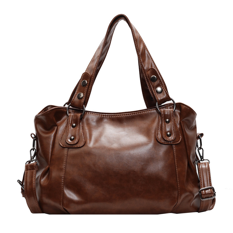 Europäische und amerikanische Retro-Uni-Farben PU-Tasche mit großem Fassungsvermögen, grenzüberschreitende Damen-Arbeitstasche, Fabrik-Großversorgung, kann mit Fremdetikett versehen und versendet werden. - 6