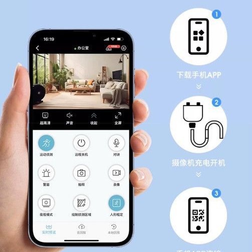 Wireless Home Surveillance Camera with Mobile Phone Remote Monitoring, High Definition WiFi Monitor, No Power Plug Required, Network Smart Digital Camera