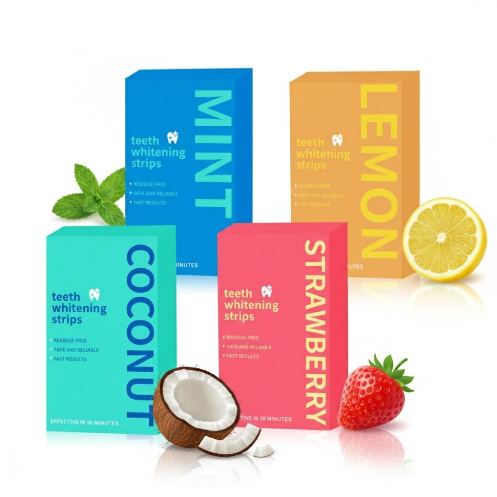 Fruit Flavored Teeth Whitening Strips, Enamel Repair, Gentle and Residue-Free