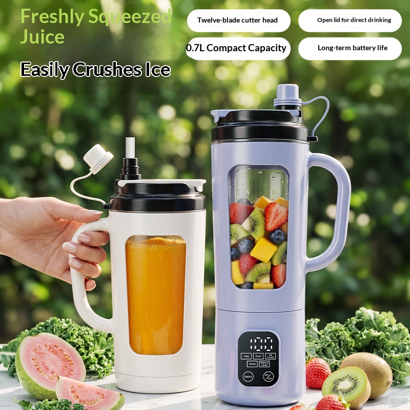 Portable USB rechargeable blender with 8 blades, touch screen, ice crushing function