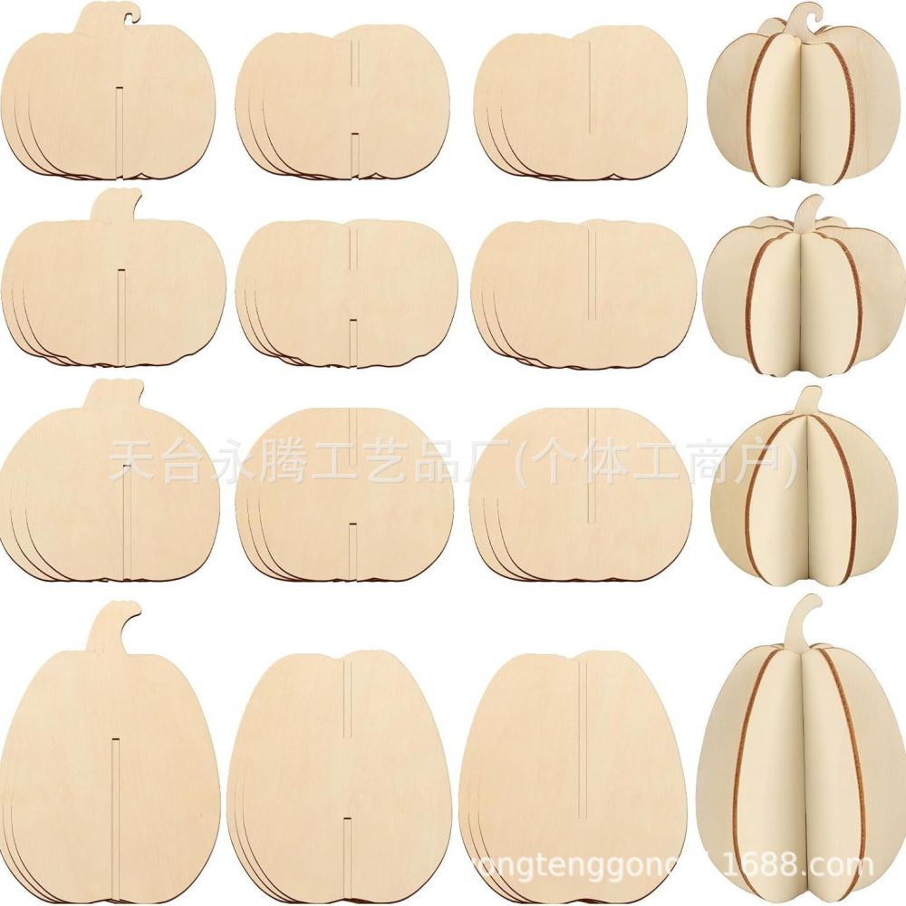 3D Wooden Pumpkin Pendant for Thanksgiving and Autumn Harvest, DIY