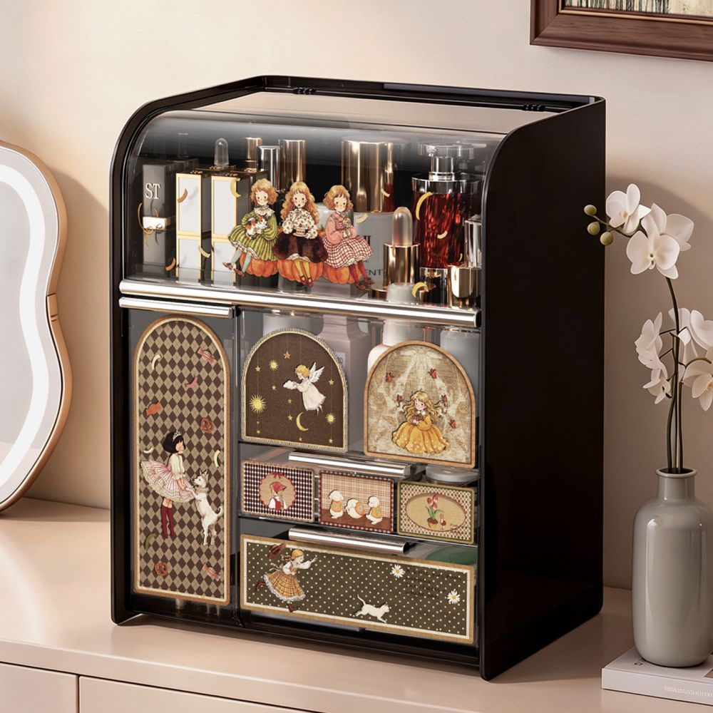 Desktop vintage-style dustproof large-capacity cosmetics organizer - 1