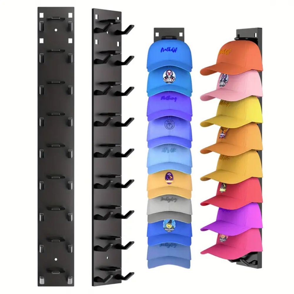 Self-Adhesive Wall-Mounted Baseball Cap Organizer, Multi-Layer Cap Display Shelf