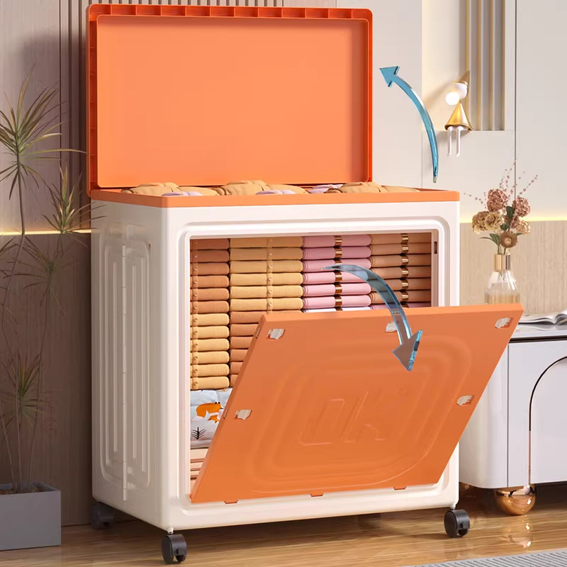 Tool-free Foldable Storage Box, Large Capacity Flip-Top Storage Bin for Living Room, Bedroom, Clothes, Quilts and Toys