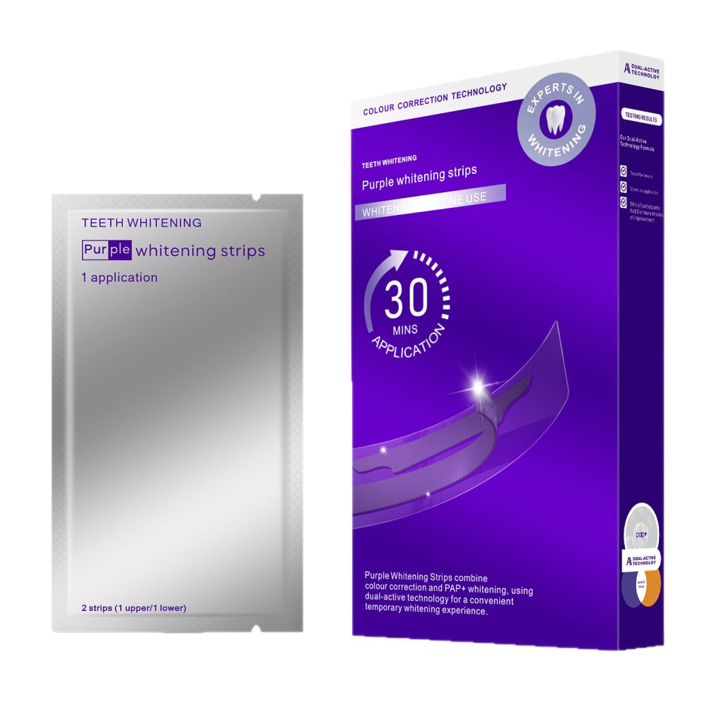 跨境新款 V34紫色牙贴Whitening Strips美白牙贴亮白去黄炫白牙贴