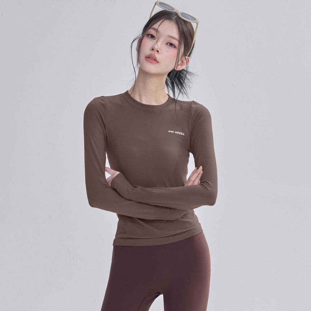 新款紧身速干显瘦瑜伽服修身跑步运动长袖新款专业普拉提训练上衣 - 1