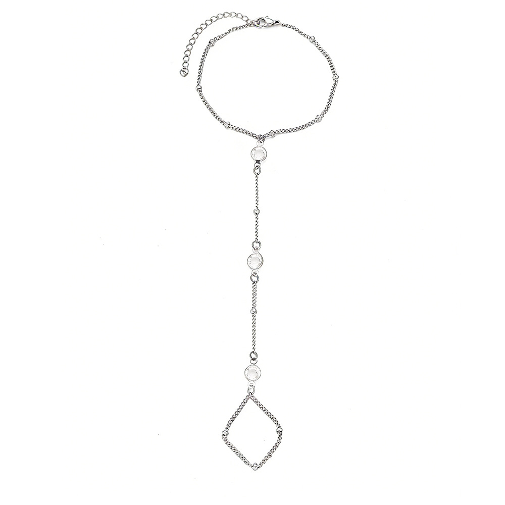 Amazon New Zircon Ring Connected Bracelet Women Long Stainless Steel Reinforced Mini Bead Ring Bracelet