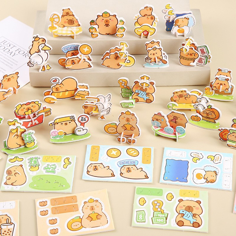 Çocuklar için kağıt 3D puzzle, kapibara şeklinde, hediye