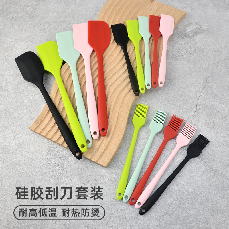 Silikon-Spachtler-Dreiteiliges Set All-in-One-Spachtler-Set Küchenbackwerkzeuge Kuchencremes-Spachtler Silikon-Ölpinsel - 1