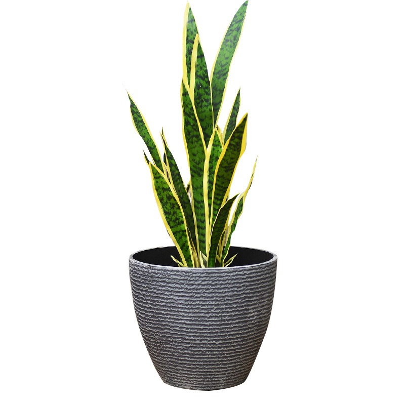 Thickened Plastic Resin Flower Pot Nordic Minimalist Extra-Large Imitation Ceramic Stone Living Room Balcony Tree-Planting Tall Barrel Flower Pot Manufacturer