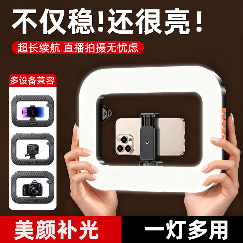 兔笼手持环形补光灯便携式手机直播专用充电灯桌面跨境电商自拍灯