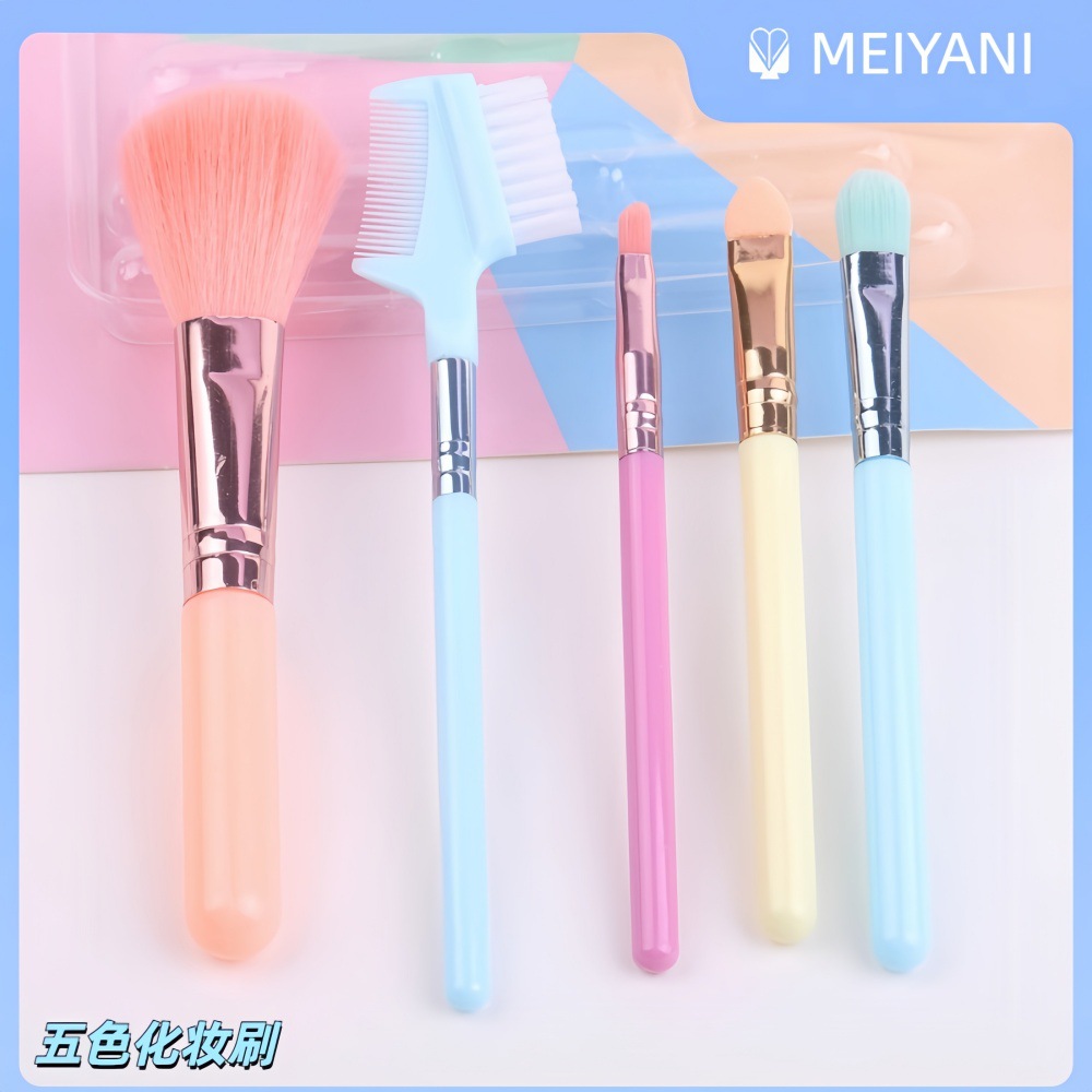 Makyaj fırçası 5 parçalı set, göz farı fırçası, dudak fırçası, allık fırçası, toptan pudra fırçası, kapatıcı fırçası, güzellik aracı, çok fonksiyonlu