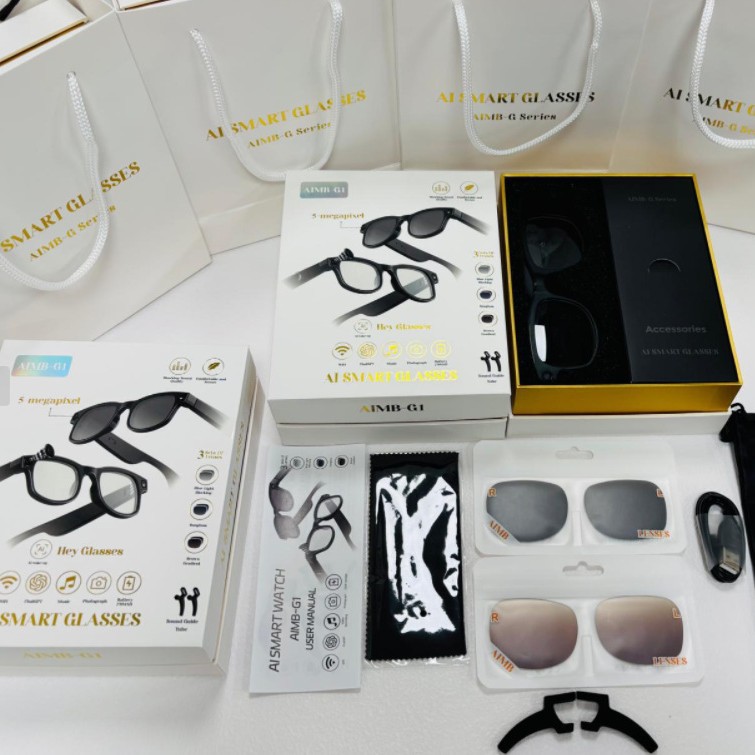 跨境AIMB-G1智能眼镜AI识图同声翻译高清防抖摄像录像拍照M01眼镜