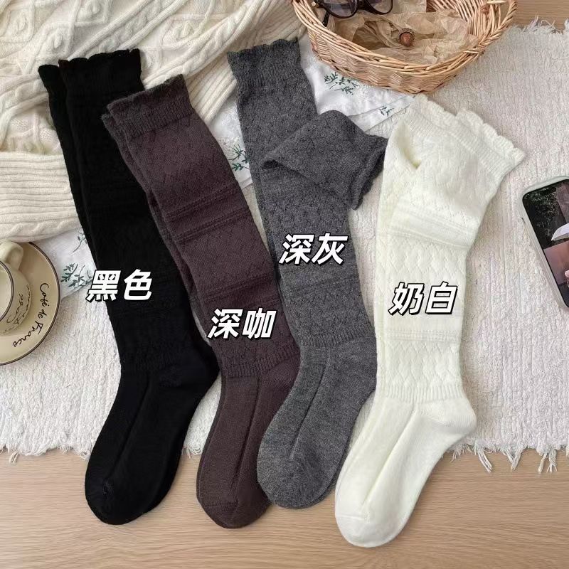 Women's Thick Wool Knee-High Socks for Winter - 1