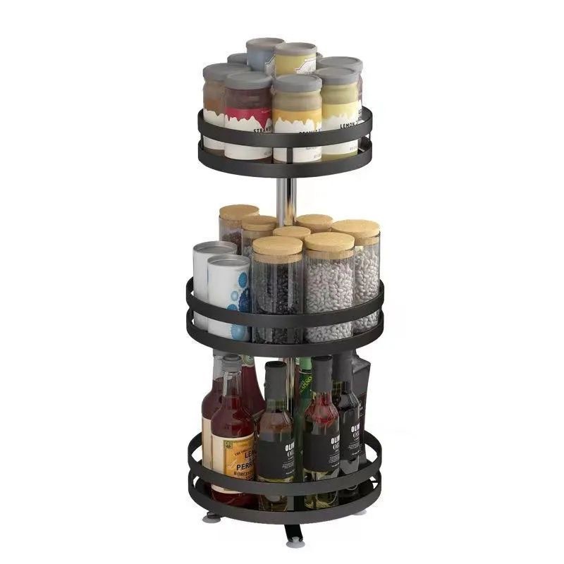 Spice storage rack kitchen countertop space-saving multi-tier square round rotating spice bottle storage rack - 6