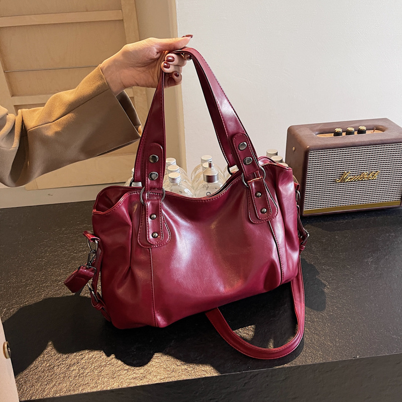 Europäische und amerikanische Retro-Uni-Farben PU-Tasche mit großem Fassungsvermögen, grenzüberschreitende Damen-Arbeitstasche, Fabrik-Großversorgung, kann mit Fremdetikett versehen und versendet werden. - 8
