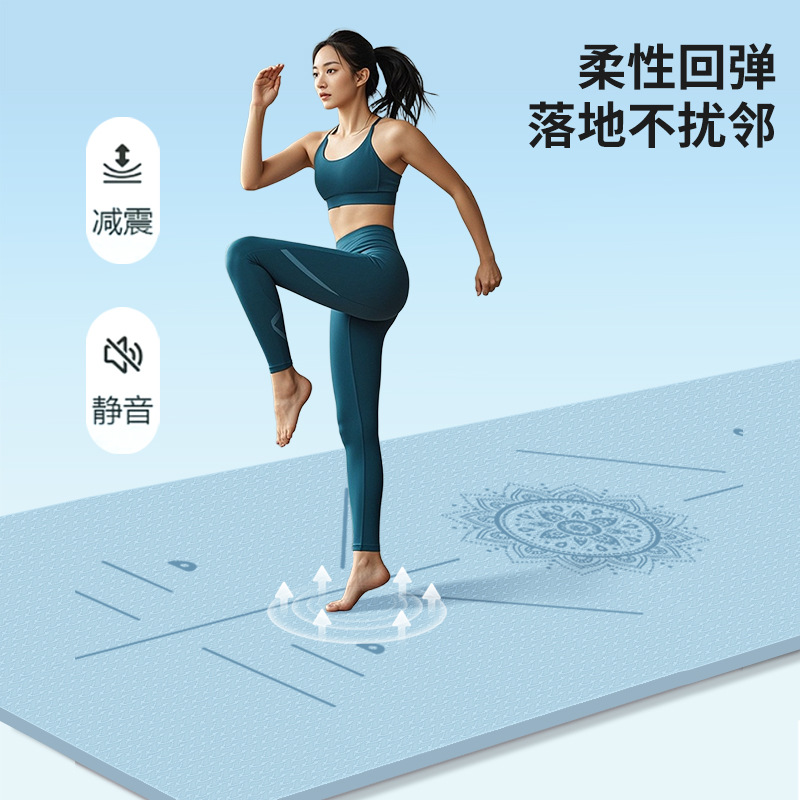 TPE yoga matı kaymaz kalın büyük erkek fitness matı özel yoga matı fabrika ses yalıtımı atlama ipi matı toptan - 5