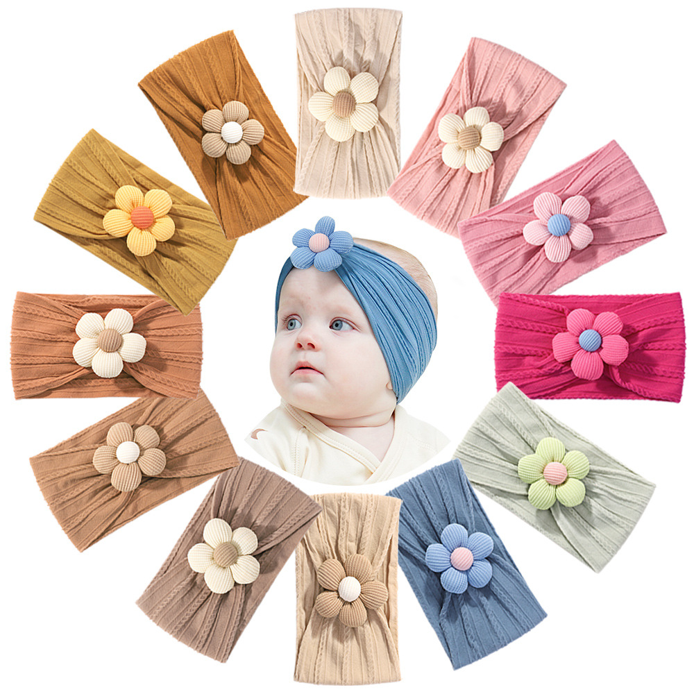 Baby Headband Set, Soft Nylon, Flower Design