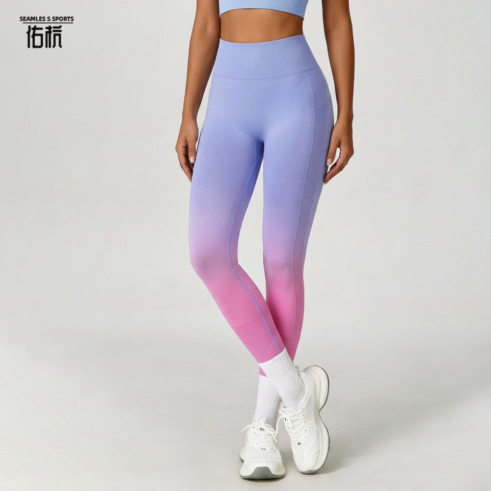 Beliebte Damen-Leggings aus Europa und Amerika mit Batik-Verlauf (Ombré-Farbverlauf), Shapewear-Leggings mit Po-Lifting, Sport-Fitnesshose mit hohem Bund, enge Sporthose, Yogahose