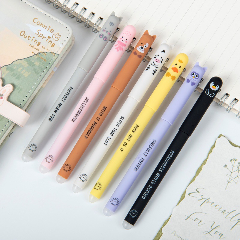 Erasable Gel Pen, Blue, Animal Pattern, for Students - 1