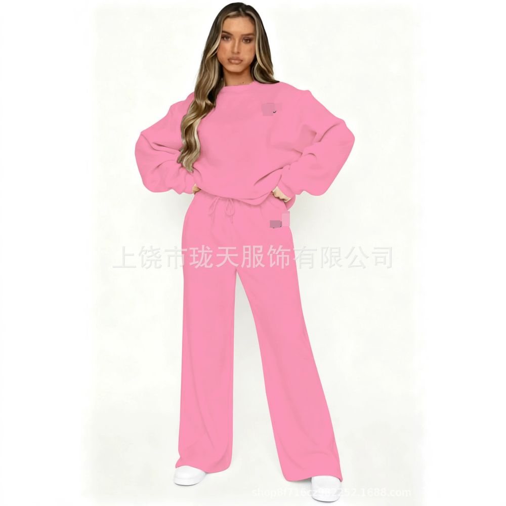 In-Stock Sweatshirt Cross-Border 2026 New American Style Crew Neck Fashion Casual Set Sweatshirt Jacket Men Women Trendy Two-Piece Set